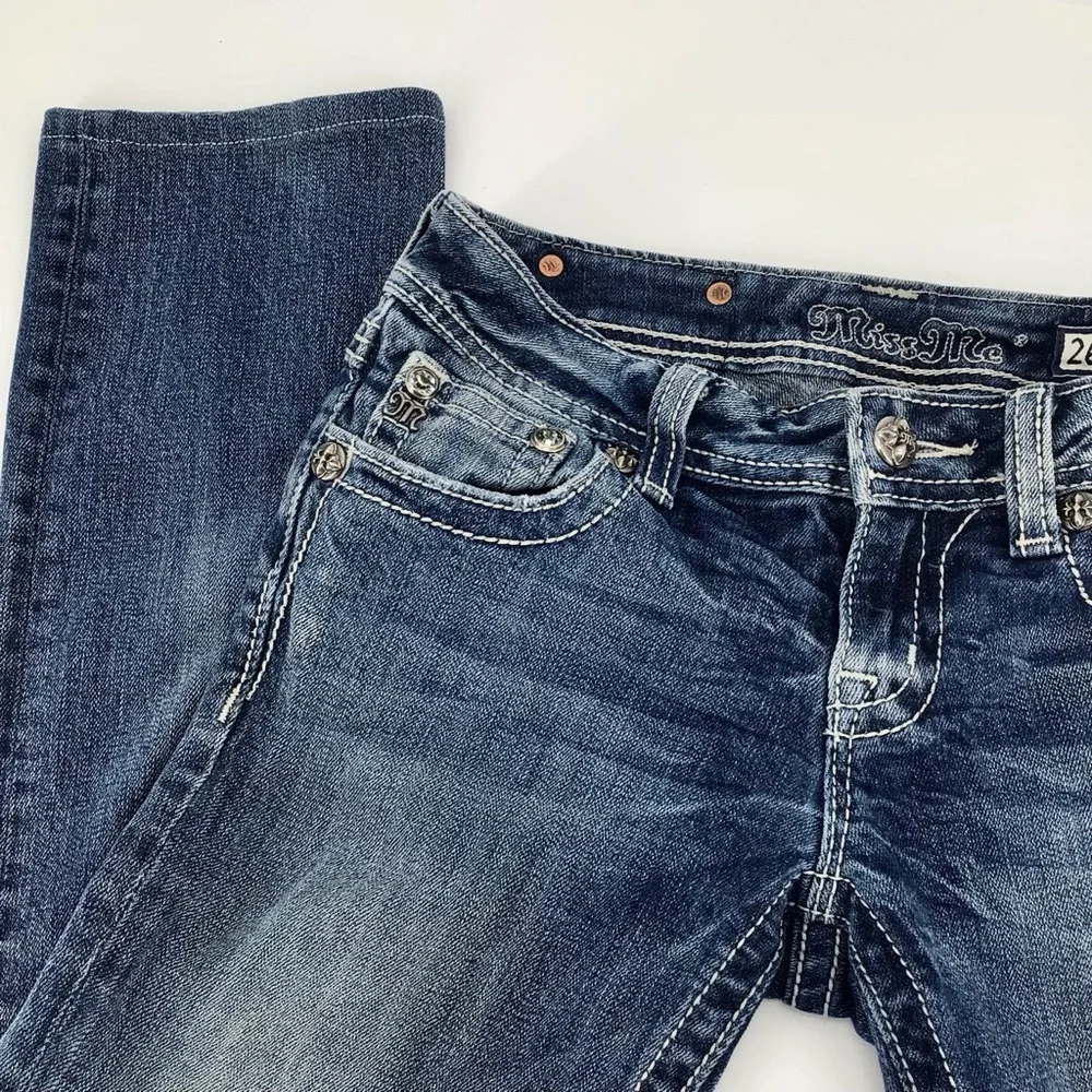Miss Me Style JE5340T10R Accent Sequin Straight Leg Jeans Sz 26 - Picture 9 of 16